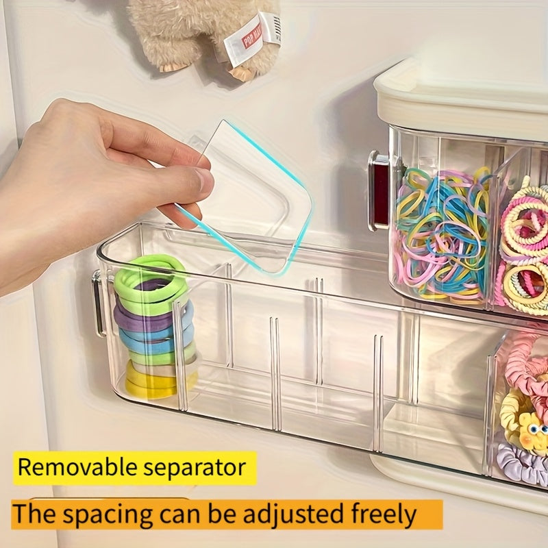 With 12 Compartments  Wall-mounted Hair Accessory Storage Box - Large Capacity Plastic Storage Box, Can Store Hair Clips, Ties, And Jewelry - Transparent Design For Easy Visibility, Space-saving Stor