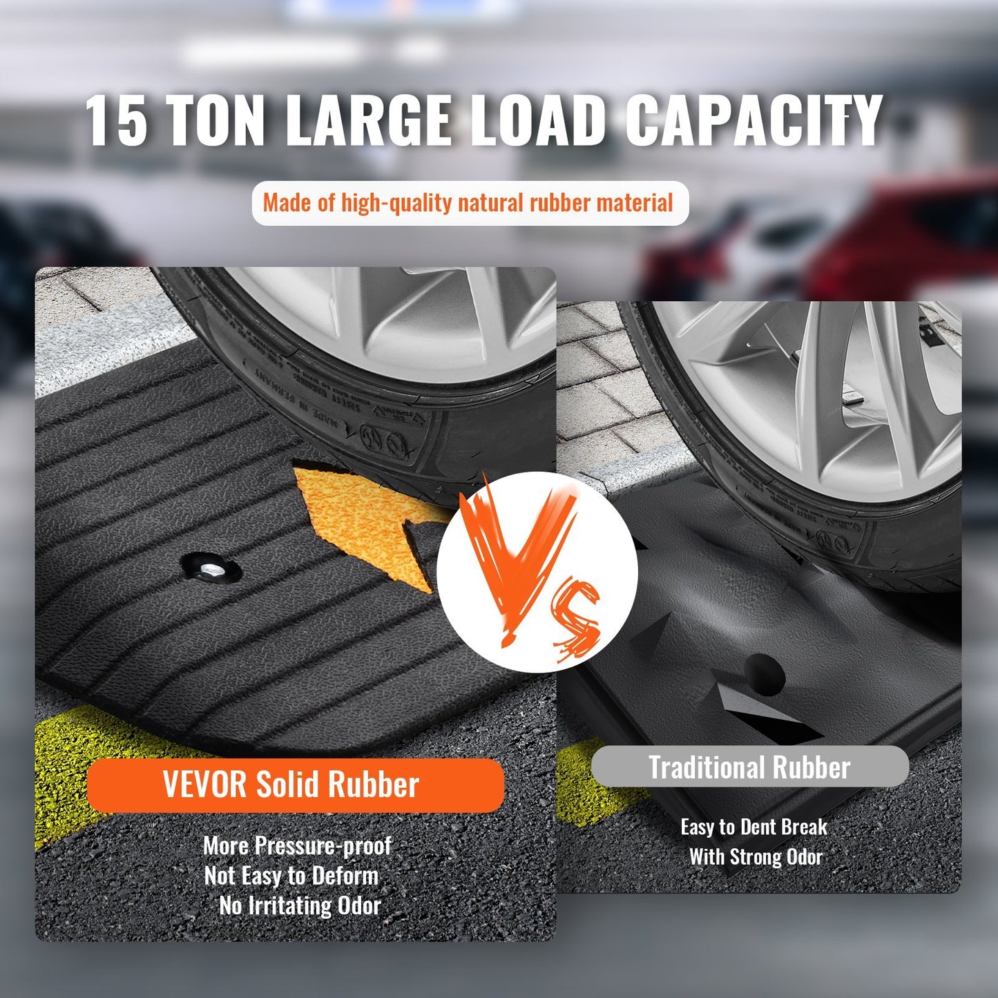 VEVOR Upgraded Rubber Threshold Ramp, Rise Wheelchair Ramp Doorway, Natural Curb Ramp Rated 33069 Lbs Load Capacity, Non-Slip Textured Surface Rubber Curb Ramp For Wheelchair And Scooter