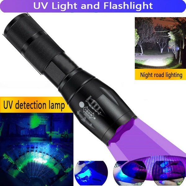 2-in-1 LED Flashlight, Ultraviolet And White Light, Adjustable Focus LED Inspection Light,2 Pack-TK,TMEU For Self-pickup
