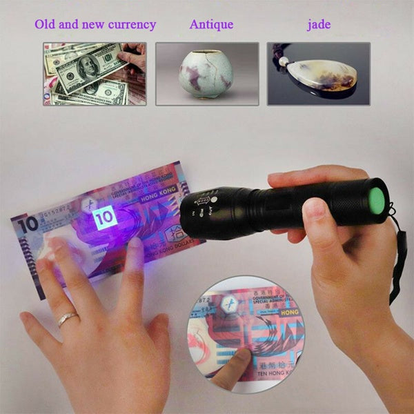 2-in-1 LED Flashlight, Ultraviolet And White Light, Adjustable Focus LED Inspection Light,2 Pack-TK,TMEU For Self-pickup