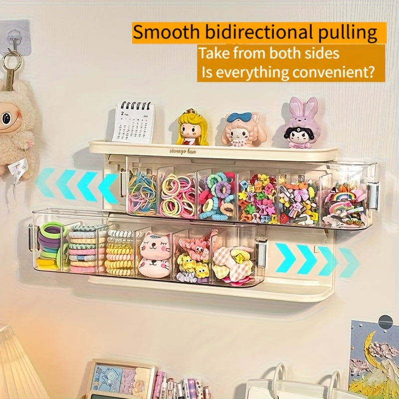 With 12 Compartments  Wall-mounted Hair Accessory Storage Box - Large Capacity Plastic Storage Box, Can Store Hair Clips, Ties, And Jewelry - Transparent Design For Easy Visibility, Space-saving Stor