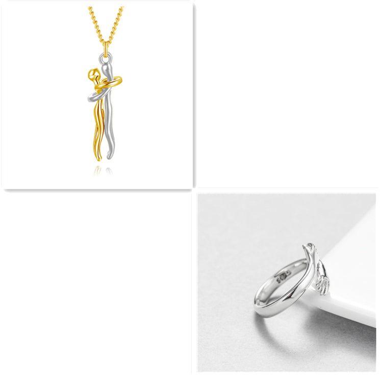 Kärlek Kram Halsband Unisex Män Kvinnor Par Smycken Enkel Temperament Nyckelbenskedja Alla hjärtans dag Älskare Gåva