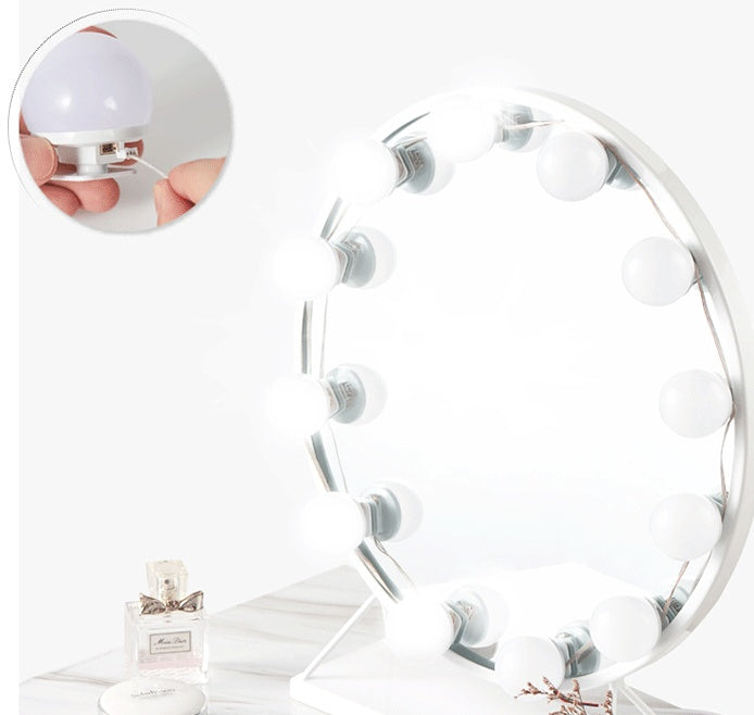 LED smink spegel lamp lampa USB Hollywood Makeup ljus tre-tona ljus spegel ljusrum och sovrum dekoration fyll ljusa