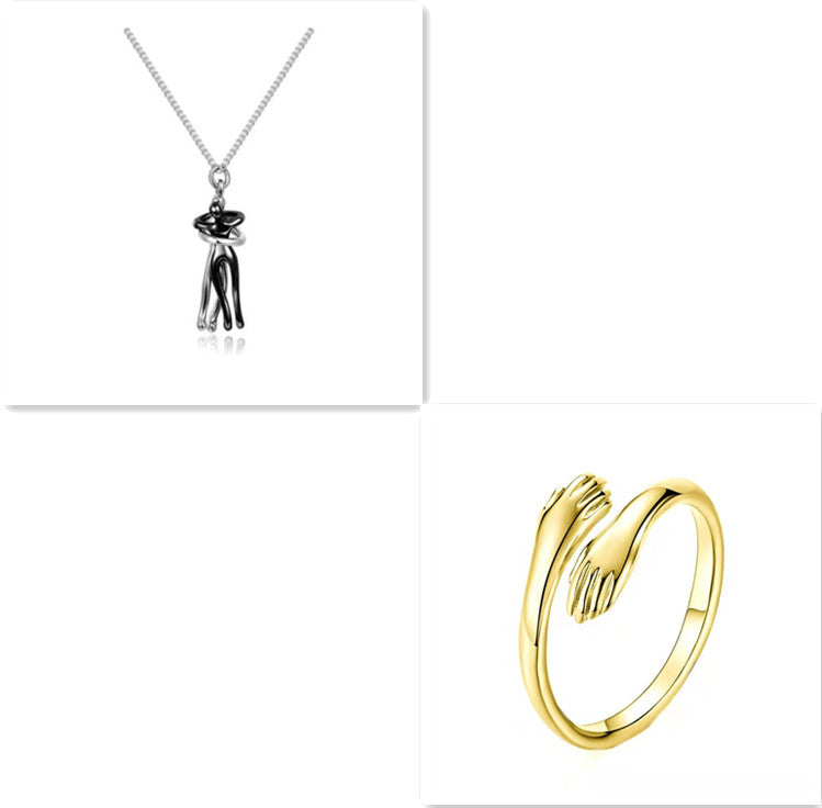 Kärlek Kram Halsband Unisex Män Kvinnor Par Smycken Enkel Temperament Nyckelbenskedja Alla hjärtans dag Älskare Gåva