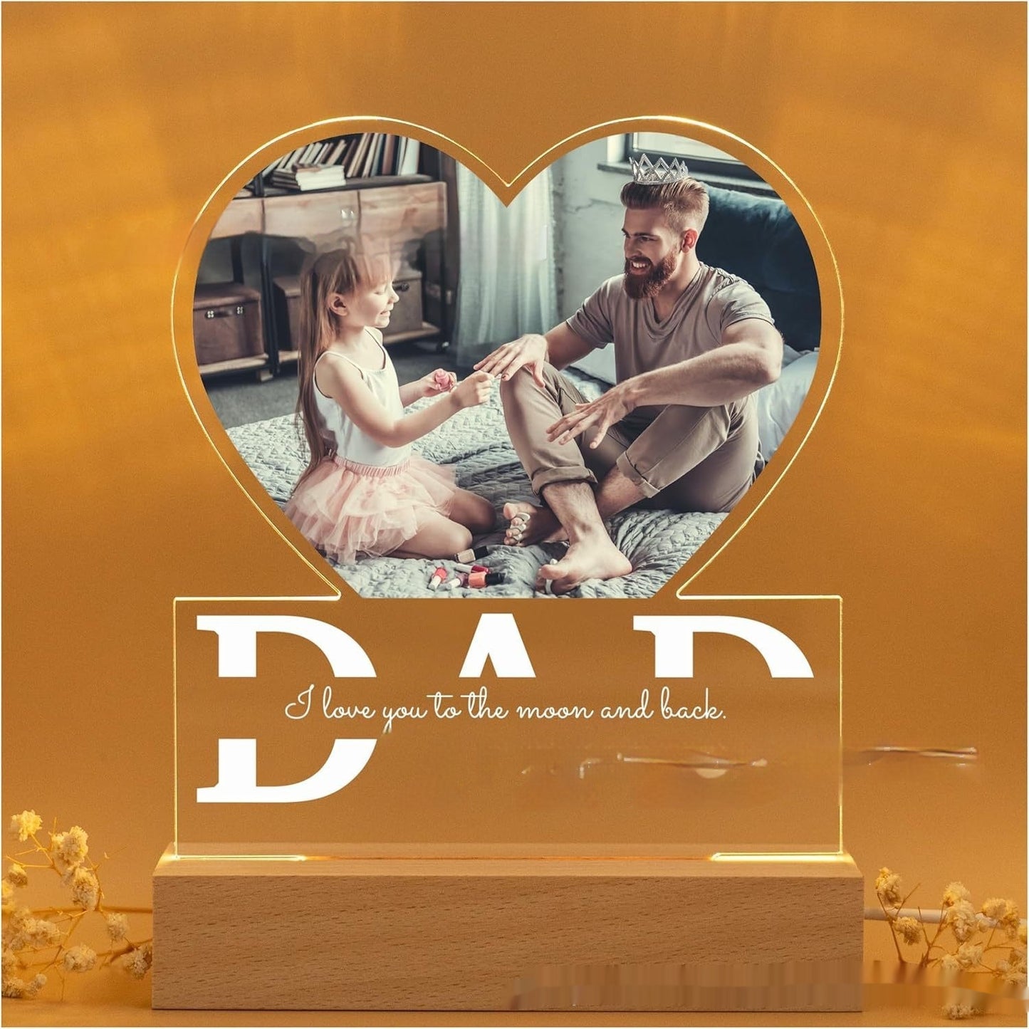 Alla hjärtans dag nattlampa akrylfärgtryck foto personlig prydnad