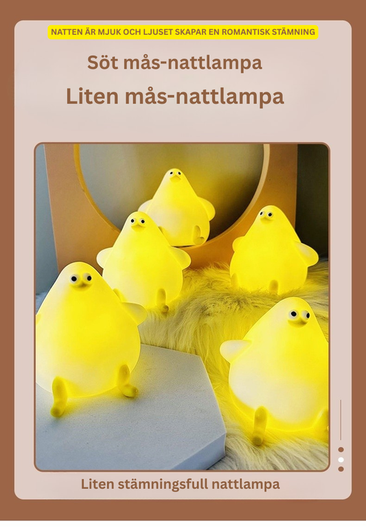 Varm, härlig, söt tecknad silikonmås nattlampa