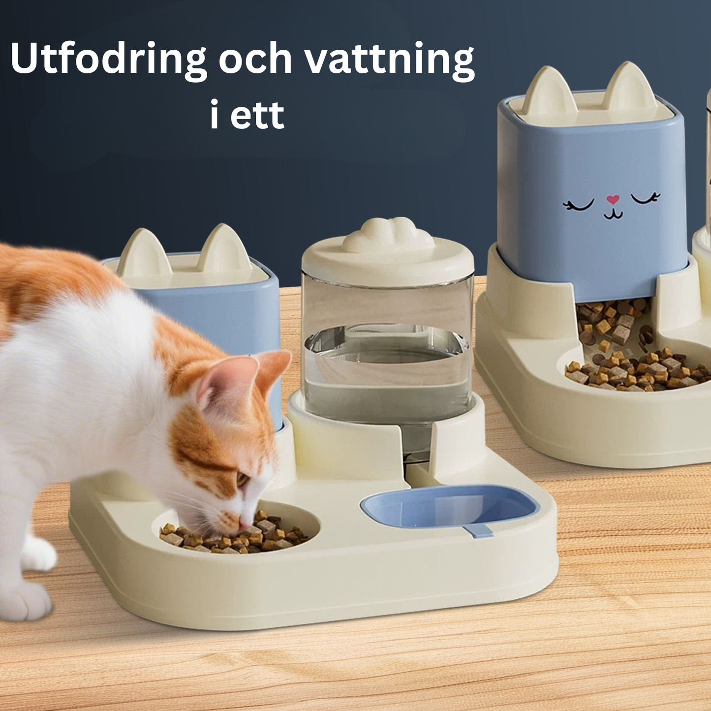 Supergullig 2-i-1 Mat- och Vattenskål för Husdjur – Torr/Våt-Separation, Automatisk Vattentillförsel & Perfekt för Katter och Hundar