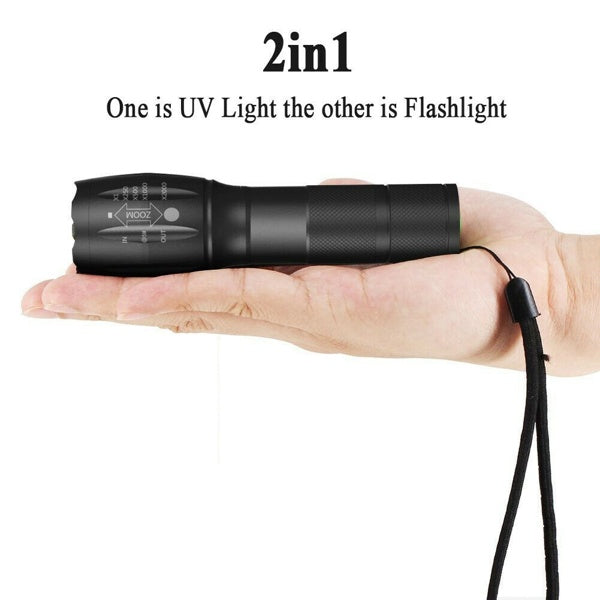 2-in-1 LED Flashlight, Ultraviolet And White Light, Adjustable Focus LED Inspection Light,2 Pack-TK,TMEU For Self-pickup
