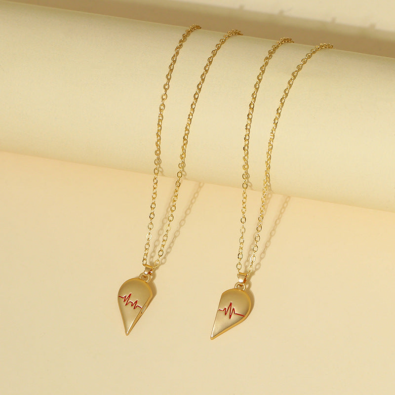 Hjärtslag Magnetiskt Hjärt Halsband Kärlek Par Smycken