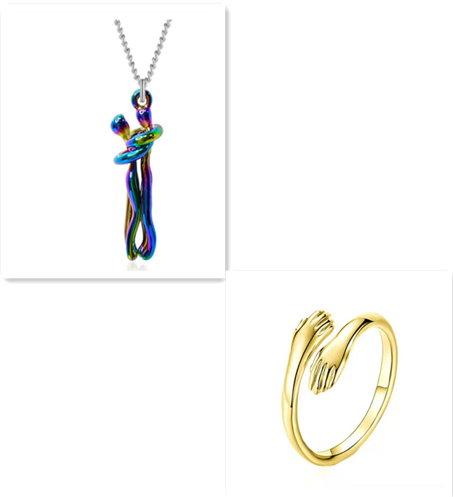 Kärlek Kram Halsband Unisex Män Kvinnor Par Smycken Enkel Temperament Nyckelbenskedja Alla hjärtans dag Älskare Gåva