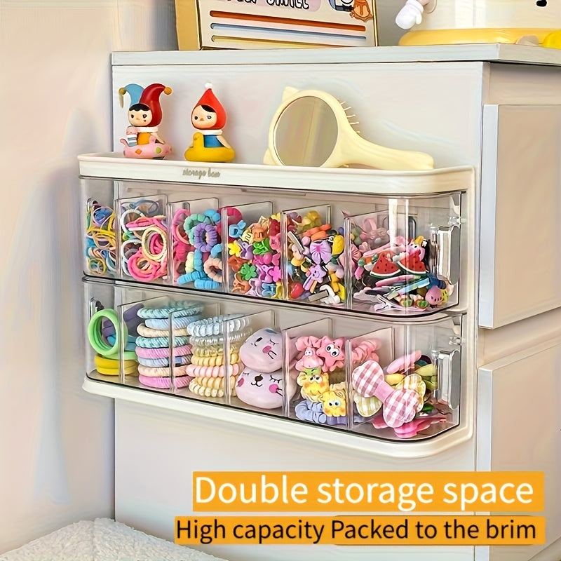 With 12 Compartments  Wall-mounted Hair Accessory Storage Box - Large Capacity Plastic Storage Box, Can Store Hair Clips, Ties, And Jewelry - Transparent Design For Easy Visibility, Space-saving Stor