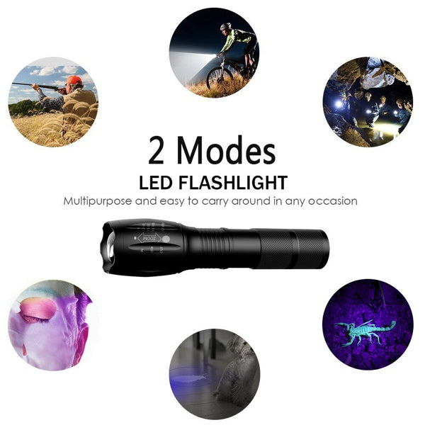 2-in-1 LED Flashlight, Ultraviolet And White Light, Adjustable Focus LED Inspection Light,2 Pack-TK,TMEU For Self-pickup